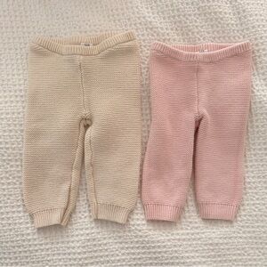 Gap - Cozy Knit Baby Pants Set in Cream and Pink ✨💝 Size 6-12M